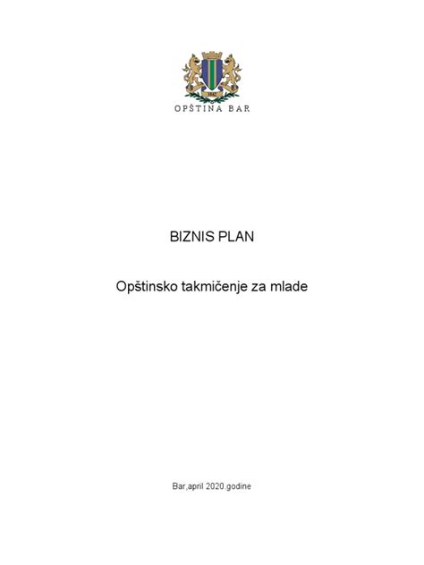 Model Biznis Plana Opstina Bar 20 1 | PDF