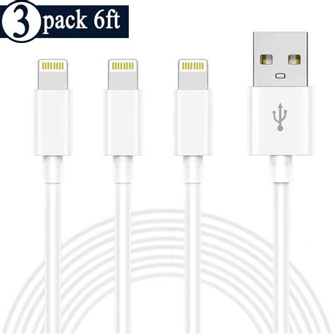 TNSO MFi Certified Cable 3 Packs 6FT Extra Long USB Fast Charging