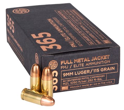 Sig Sauer 365 Elite Ball 9mm Luger 115 Gr Full Metal Jacket Fmj Accu Shot