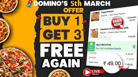 Dominos Buy 1 Pizza 49 Get 3 Pizza FREE Offer AGAIN Domino S