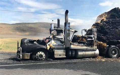 Stunning Photos Of Hay Truck Fire Released Driver Escaped Injury