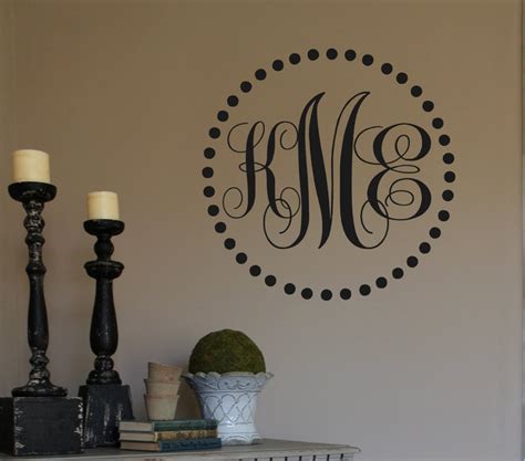 Vinyl Wall Decal Monogram Initials In Polka Dot Frame Etsy