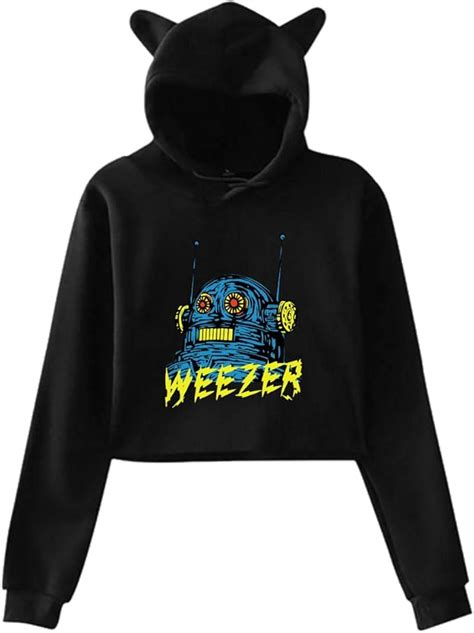 Weezer Cat Ear Hoodie Sweater Girls Crop Top Hip Hop Coolxlblack