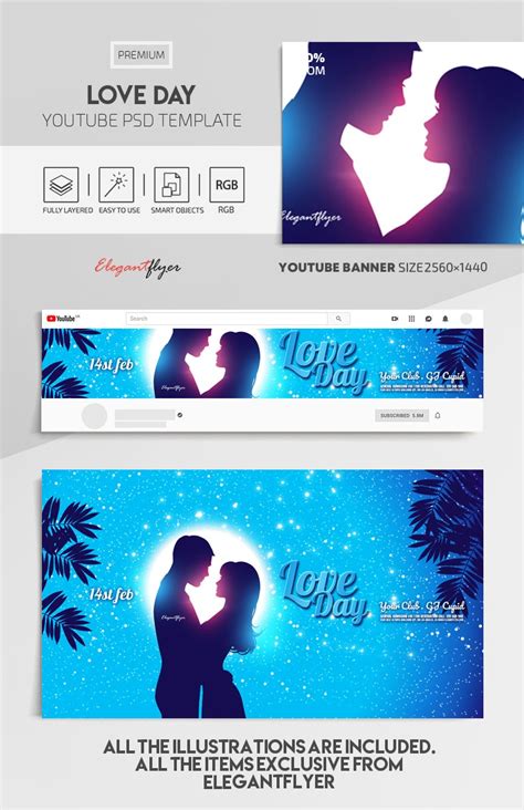 Blue Creative Love Day Youtube Premium Social Media Template Psd By