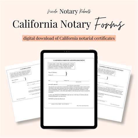 California Jurat And Acknowledgement Notarial Certificates Etsy