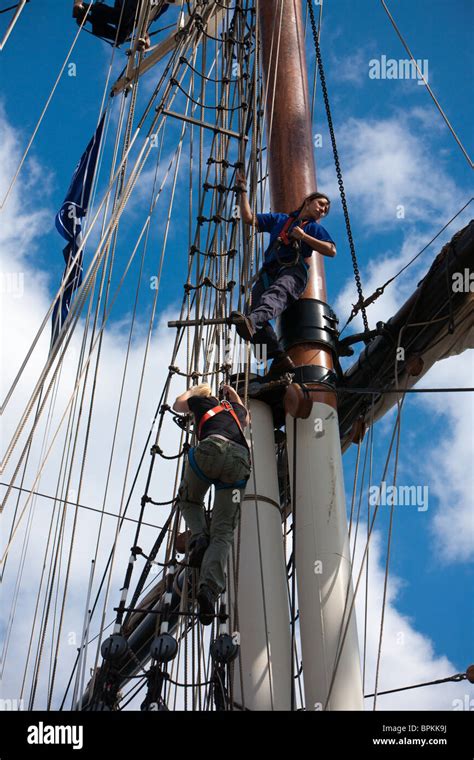 Sailors And Participants Working The Rigging And Sails At The 2010 Tall