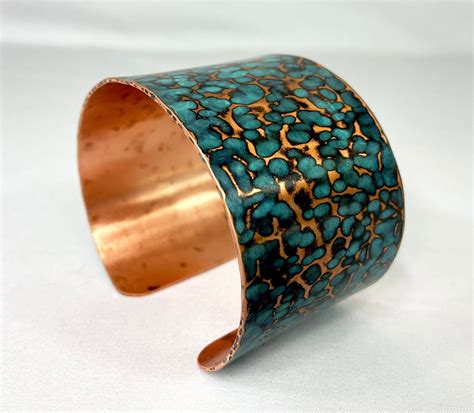 Hammered Copper Cuff Bracelet With Cupric Patina Copper Cuff Bracelet