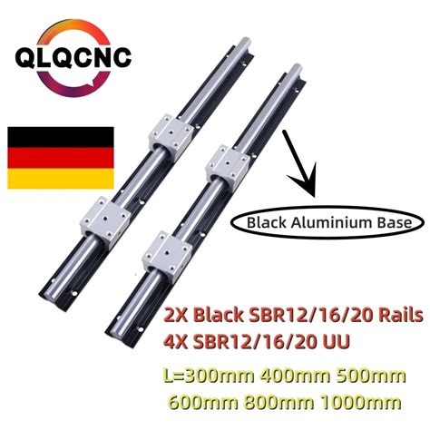 2Set Black SBR12 SBR16 SBR20 Linear Guide Rails 300 400 500 600 800