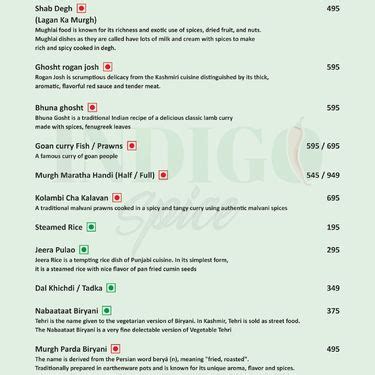 Indigo Spice Menu Menu For Indigo Spice Dombivali East Thane Region