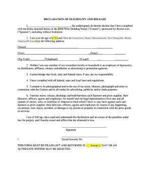 Fillable Online DECLARATION OF ELIGIBILITY AND RELEASE Fax Email Print