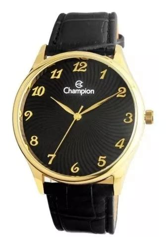 Relógio Champion Masculino Cn20551p Metal Couro Dourado Pret Frete grátis