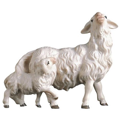 Sheep With Lamb Cm 10 3 9 Inch Hand Painted Shepherd Nativity Scene