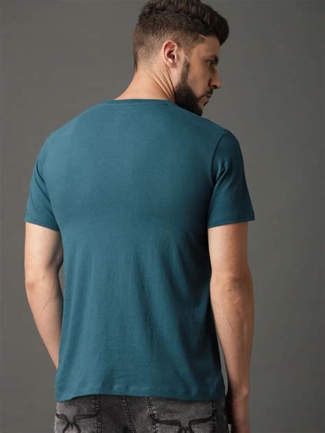 Buy Roadster Men Teal Blue Printed Round Neck T Shirt Tshirts For Men