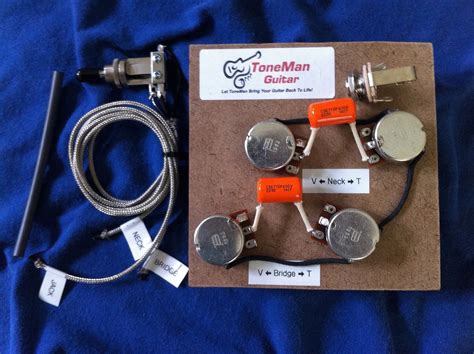 Gibson Epiphone Les Paul Prewired 50s Wiring Harness Kit Short Shaft Pots Tone Man Guitar