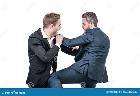 Two Angry Businessmen Fighting And Arguing Having Struggle For