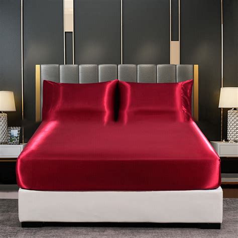 Satin Silk Sheets Bed Deep Pocket Twin Full Queen King Bed Mattress