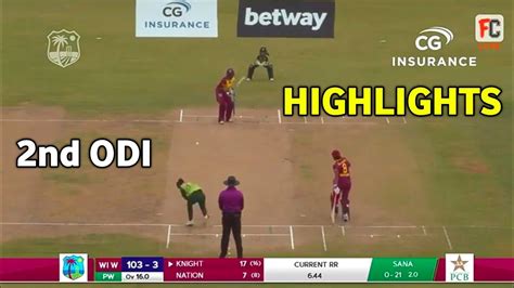 West Indies Women Vs Pakistan Women 2nd Odi Highlights Wi W Vs Pak W