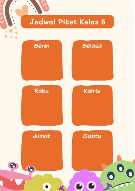 Halaman 8 Gratis Desain Contoh Jadwal Pelajaran Canva