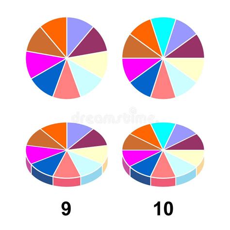 2D Torta Della Frazione Di 3 D FractionsÂ per L icona Piana Del Profilo