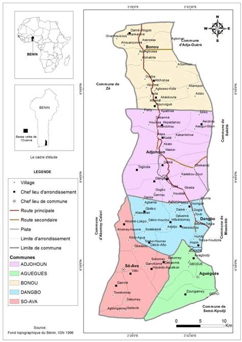 Carte de situation de la basse vallée de l Ouémé Fig 2 Réseau