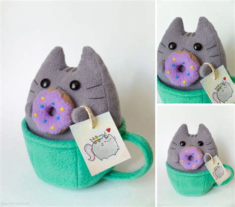 Tea Time Pusheen Ver 12 Handmade Plush Handmade Plushies Cat Plush Toy