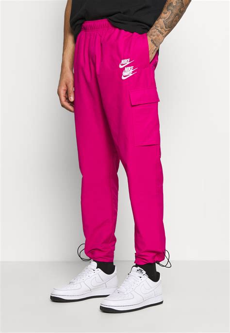 Nike Cargo Fleece Joggers With Double Logo In Active Pink Atelier