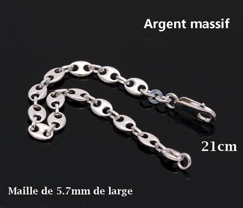 Bracelet Maille Grain De Caf En Argent Massif Taille Homme Femme