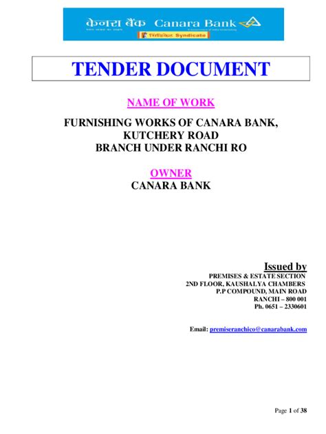 Fillable Online Tender Document For Empanelment Of Contractors At