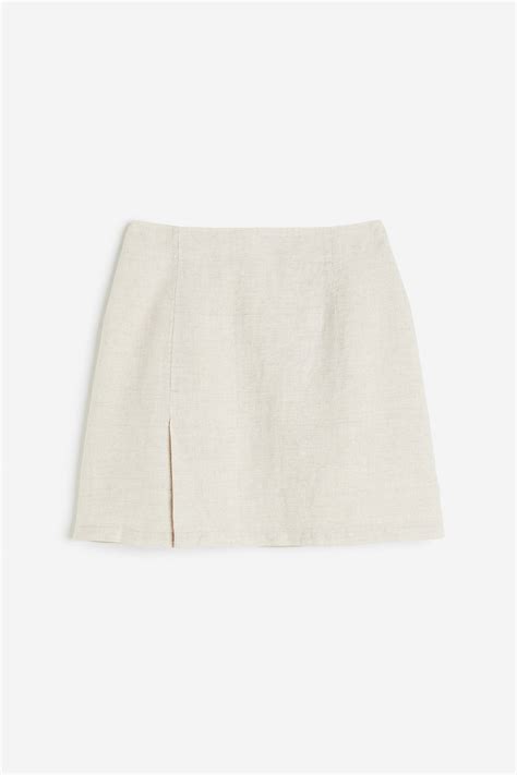 Linen Skirt Light Beige Ladies Handm Gb