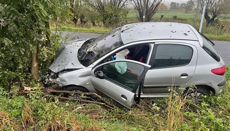 Peugeot Skosi Dwa Znaki Drogowe A Potem Uderzy W Drzewo