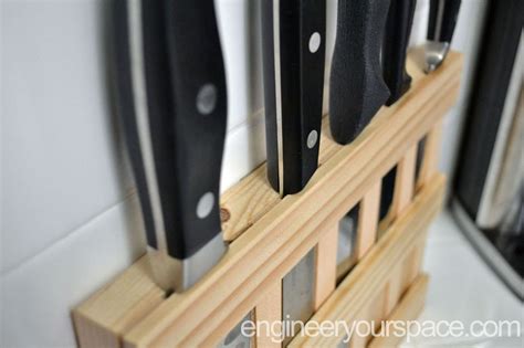 Diy Wall Mounted Wood Knife Rack To Save Space In A Small Kitchen