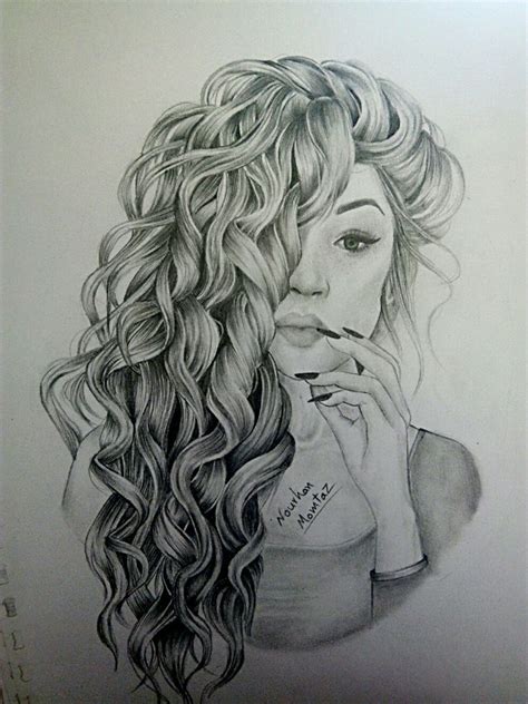 #Drawing #curly_hair #art #sketch #pencil_drawing #girl #portrait #curly #black_and_white | How ...