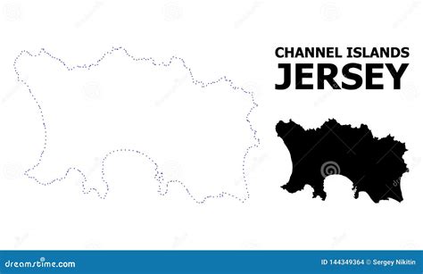 Vector Contour Dotted Map Of Jersey Island With Caption Stock Vector