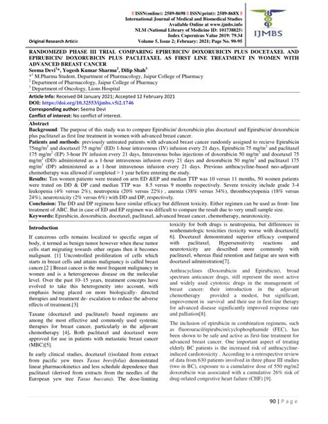 PDF RANDOMIZED PHASE III TRIAL COMPARING EPIRUBICIN DOXORUBICIN PLUS