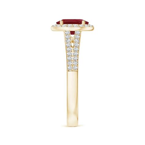 Customizable Angara Gia Certified Ruby Halo Ring In Yellow Gold With