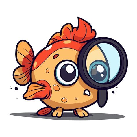 Peces Con Lupa Ilustraci N Vectorial De Dibujos Animados Peces Con