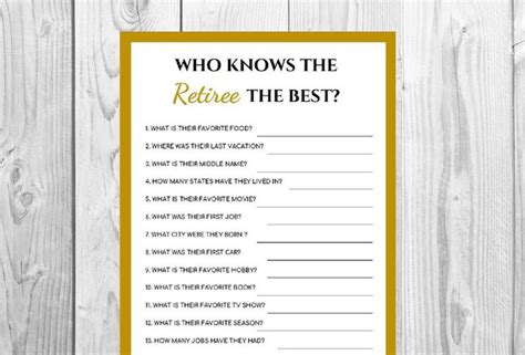 Retirement Party Game Printable Who Knows The Retiree What Would The