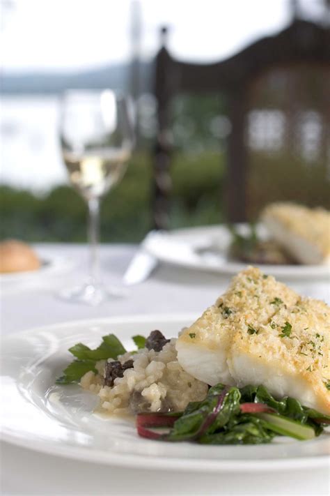 Pacific Herb Crusted Halibut Wild Mushroom Risotto Artisan Garden Greens Mushroom Risotto