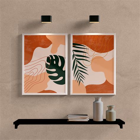 Kit Quadros Decorativos Abstrato Tropical Wallze