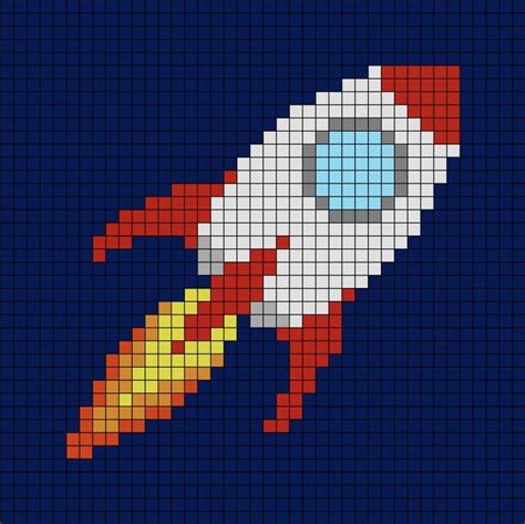 Rocket Pixel Art In 2024 Pixel Art Pixel Art Pattern Easy Pixel Art