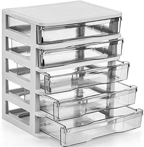 Deayou 5 Drawer Desktop Storage Bin Unit Small Plastic Drawers