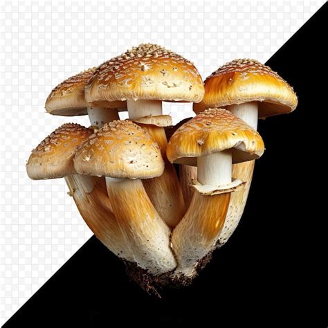 Premium PSD Beautiful Mushrooms On A Black Isolated Background