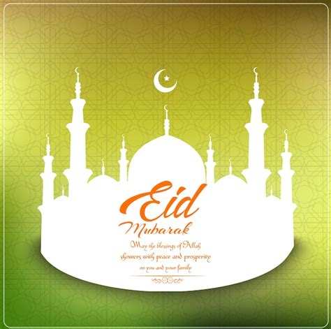 Eid Mubarak Plantilla De Tarjeta De Felicitaci N Isl Mica Vector Premium