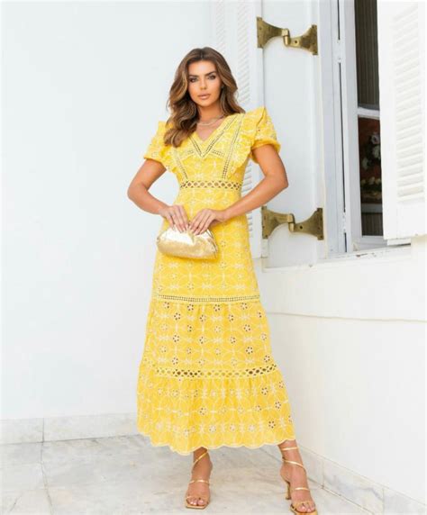 VESTIDO LAISE THEMIS AMARELO JJ Modas