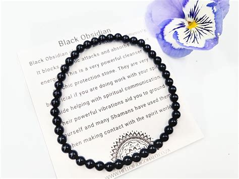 Black Obsidian Bangle 4mm Hello Indigo Halo