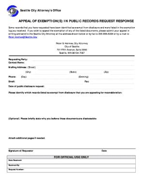 Fillable Online Seattle Seattle City Attorney S Office Fax Email Print