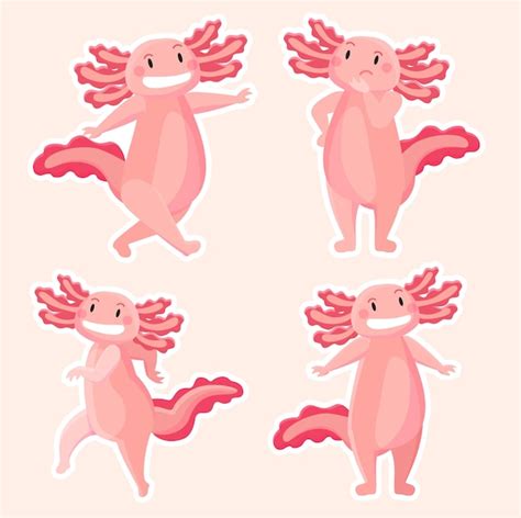 Leuke Axolotl Cartoon Vectorillustratie Premium Vector