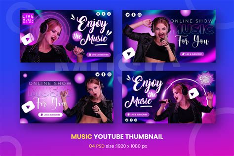 Live Music Youtube Thumbnail Template Social Media