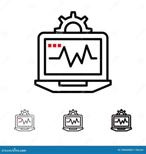 Laptop Computer Setting Computing Bold And Thin Black Line Icon Set