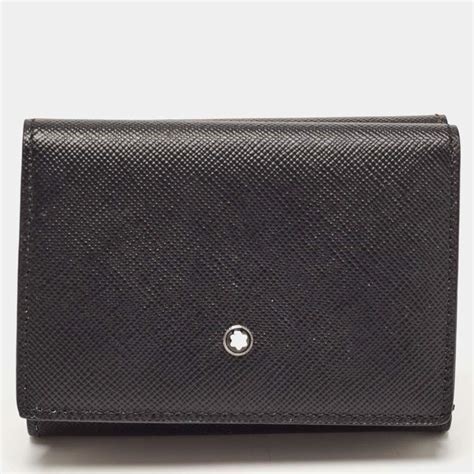 Montblanc Black Leather Meisterstuck Trifold Card Case Montblanc The